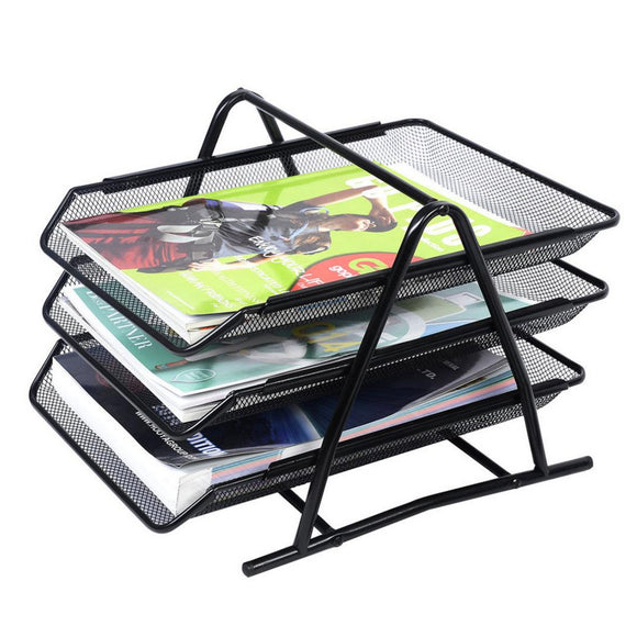 Office Filing Trays Holder A4 Document Letter Paper Wire Mesh Storage Organiser Bookshelf