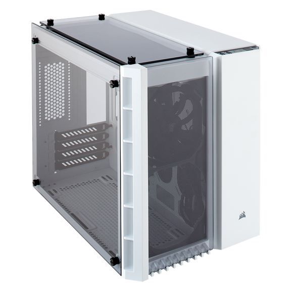 Corsair CC-9011136-WW crystal series 280X White - dual-chamber design , with front+sidel+top tripple tempered glass , front+top+bottom full-sized dust filters , all steel exterior , dedicated chamber for psu + hdd bay , no psu