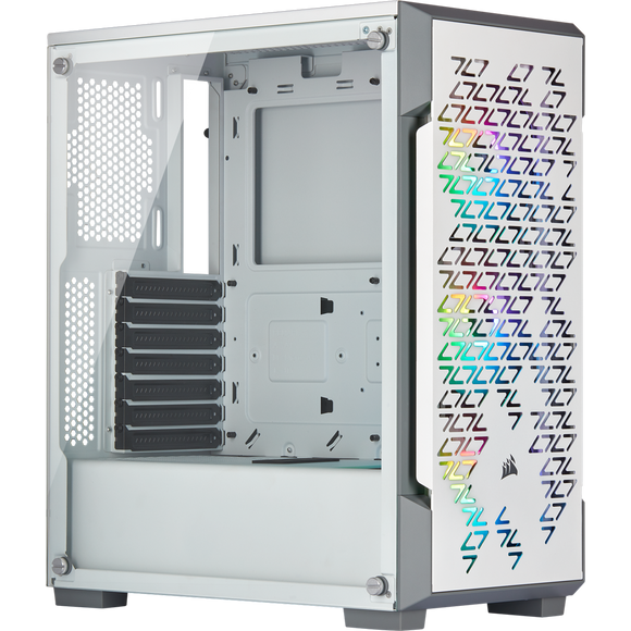 Corsair CC-9011174-WW graphite series 220T Rgb Airflow White - frameless tempered glass , steel grill front panel for high airflow , no psu