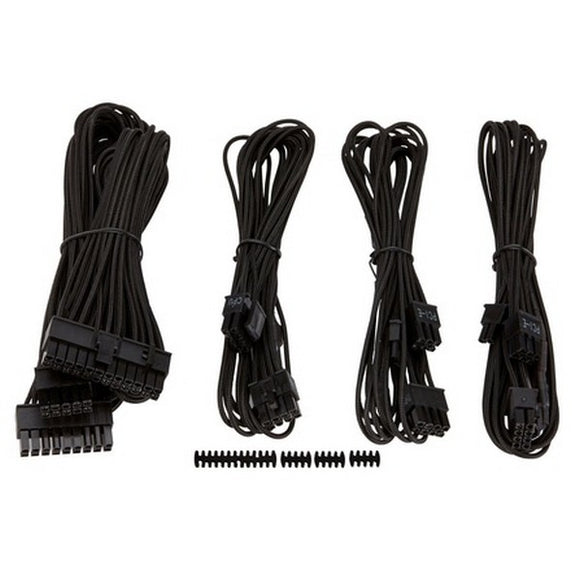 corsair CP-8920144 blacK premium individually sleeved flexible paracorded modular cable starter kit with 4x cable combs