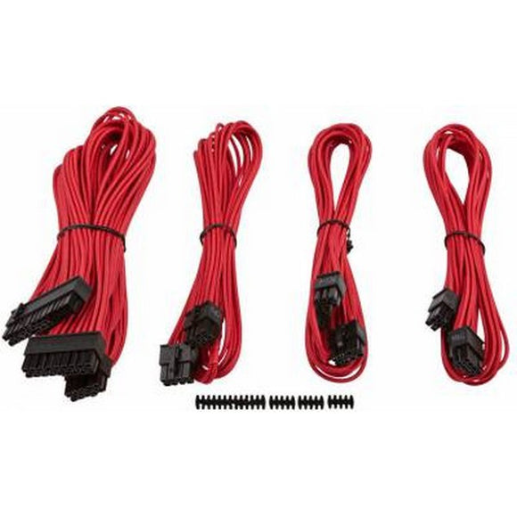 corsair CP-8920145 Red premium individually sleeved flexible paracorded modular cable starter kit with 4x cable combs