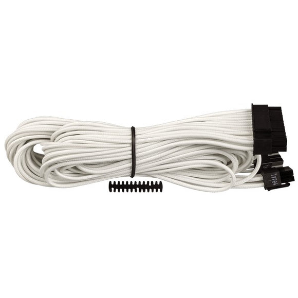 Corsair CP-8920160 White premium individually sleeved flexible paracorded cable with cable comb - 24pin ATX , 610mm with 1 connector - for RMX series ; RMi series, SF series