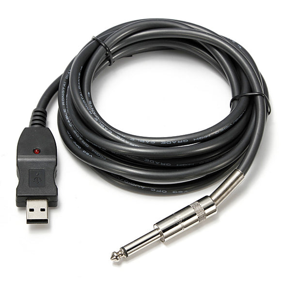Guitar Bass 6.3mm To USB Link Connection Instrument Cable 3M