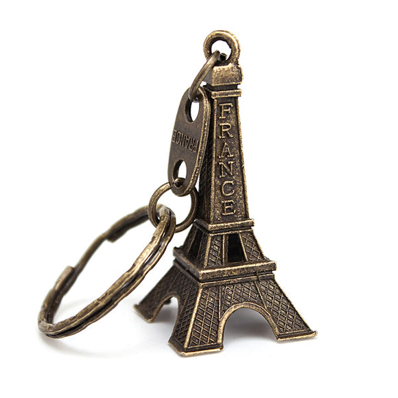 Retro Personalized Eiffel Tower Metal Cute Keychain Bronze Gold