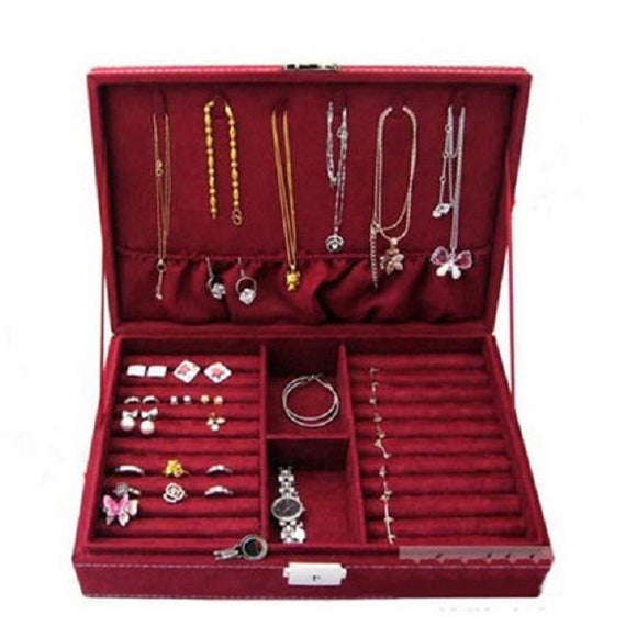 Velvet Jewelry Box Earrings Rings Necklace Storage Case