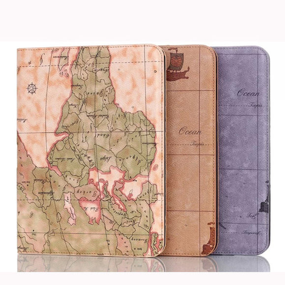 Map Design Folding Stand Case Cover For Samsung Galaxy Tab4 T530
