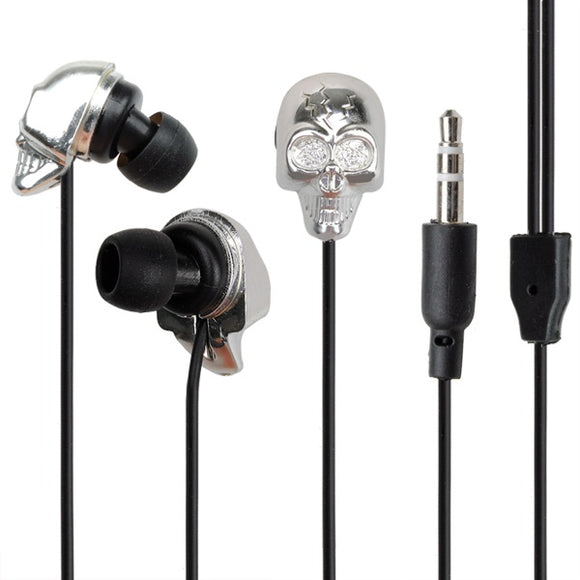 Halloween Skull Metal Earphone Headset Cable For Cell Phone