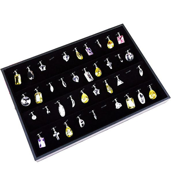 Black 56 Slots Earrings Holder Box Tray Show Case Hook Jewelry Display