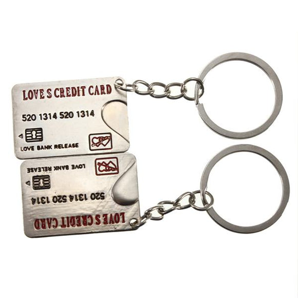 Lovely Bank Card Alloy Key Chain Credit Card Lovers Key Ring
