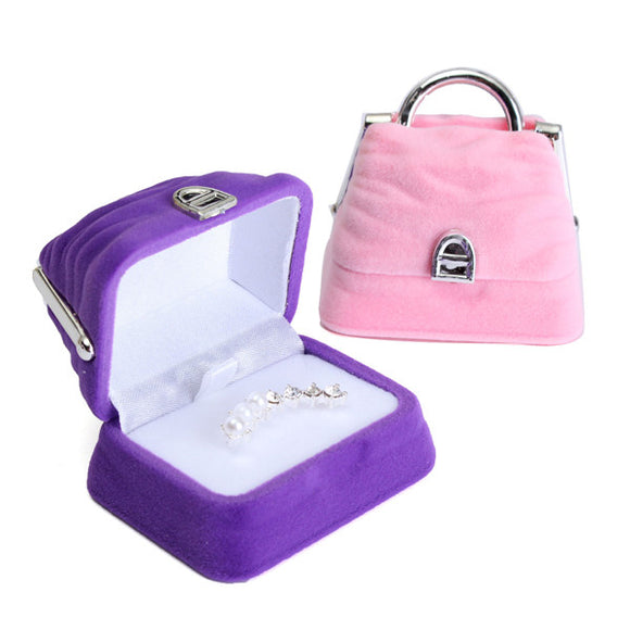 Mini Velvet Jewelry Holder Earring Ring Handbag Box Case