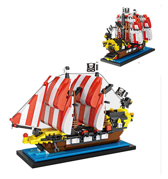 LOZ Black Seas Barracuda Pirate Ship Mini DIY Assembling Building Block Brick For Kids Gift