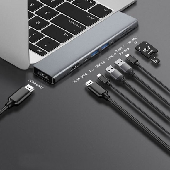 Bakeey 8 In 2 Dual USB-C Type-C Hub Docking Station Adapter With 2 * USB 3.0 / 100W USB-C PD3.0 Power Delivery / USB-C Data Transmission / Dual 4K HD HDMI Video Output / Memory Card Readers For MacBook Air/MacBook Pro