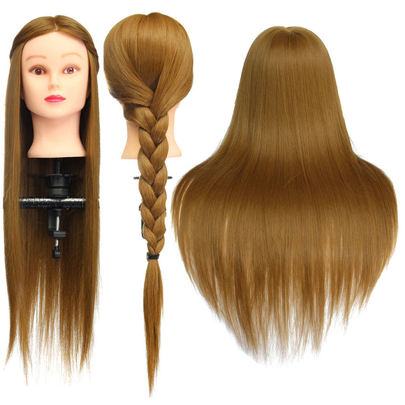 26 Light Brown 30% Human Hair Training Mannequin Head Model Hairdressing Makeup Practice with Clamp