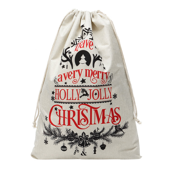 Large Christmas Hessian Santa Sack Stocking Bag Reindeer Gifts Bag Kitchen Storage Container