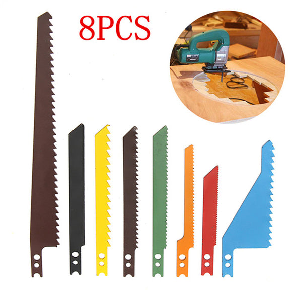 8pcs Jigsaw Blades Sabre Scroll Assortment Set Wood Metal Steel Drywall Blades
