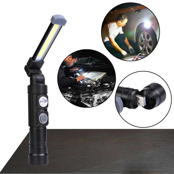 XANES W549 LED+COB 5Modes 360+180 Foldable Head Magnetic Tail USB Rechargeable Flashlight