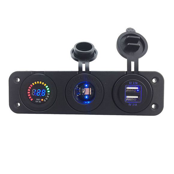 12V Colorful Digital Voltmeter Dual 4.2A USB Adapter Charger Sockets