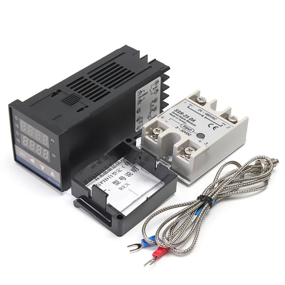 Digital REX-C100 Temperature Controller 0 to 400 + K Sensor + 25A SSR
