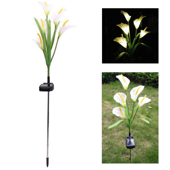 Solar Powered Outdoor Calla Lily Flower White LED Garden Yard Lawn Landscape Lamp Holiday Light