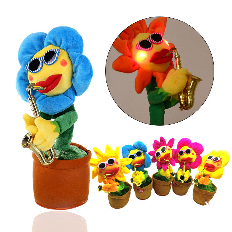 Electric Dancing Flower Bewitching Sunflower With Sax Soft Stuffed