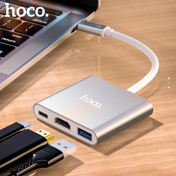 HOCO 3 In 1 USB-C Hub Adapter With 4K HDMI HD Display Port / 67W USB-C PD3.0 Power Delivery 4K HD Display / USB 3.0 5Gbps Data Transfer For Samsung Galaxy Note 20 Huawei P40 MacBook Air 2020