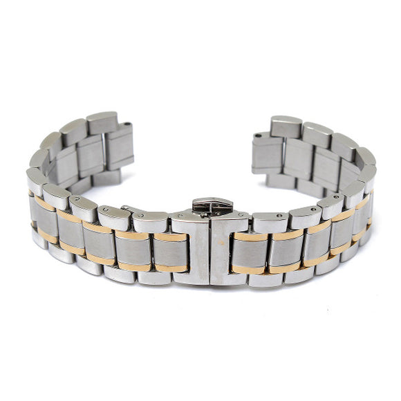 19/20mm Stainless Steel 5 Beads Double Buckle Watch Band