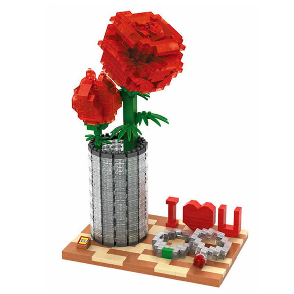 LOZ Diamond Blocks Bricks Toys Building Assembly Toy Crystal Rose Valentine's Day Gifts DIY 9022