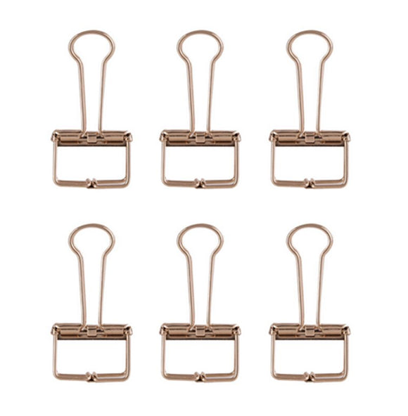6Pcs Deli 9415 Rose Gold Binder Clip for Office School Paper Organizer Stationery Metal Clips