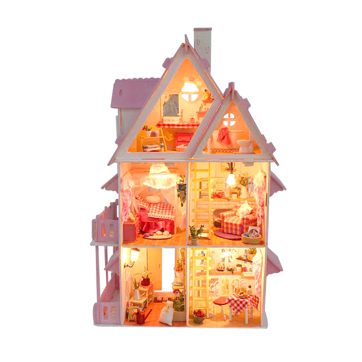 Large Wooden Kids Doll House Barbie Kit Girls Play Dollhouse