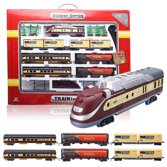 Electric Classic Train Rail Vehicle Toys Set Track Music Light Operated Carriages Educational Gift