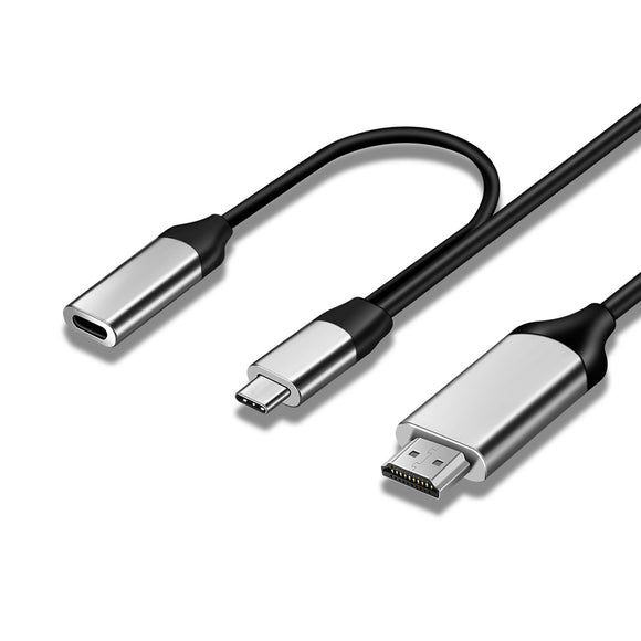 Zinc Alloy Type-C USB-C 3.1 Male to 4K@60Hz Video Display USB-C Female 20V5A PD Charge Cable