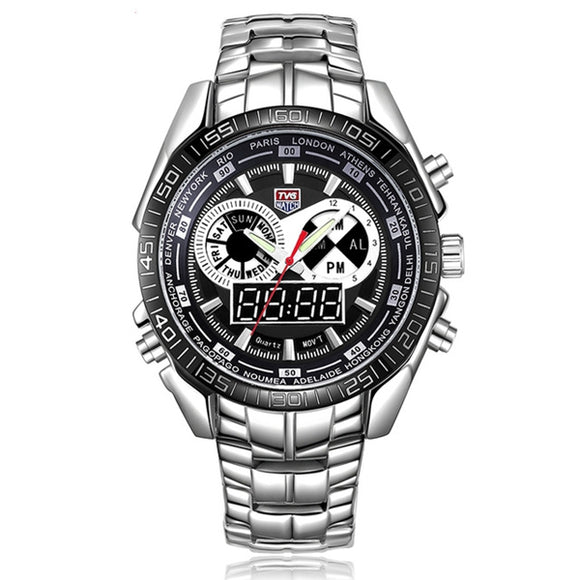 TVG 468 Men 3 Dial LED Display Analog-Digital Military Wrist Watch