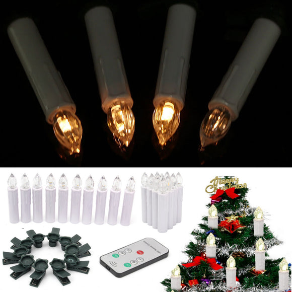 10PCS Flameless Wireless Church LED Candle Night Light with 7Keys Remote Control for Indoor Decor