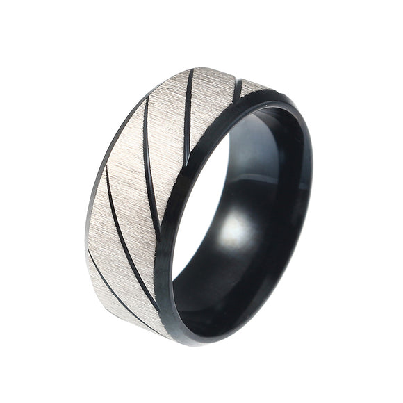 Black Stripe Stainless Steel Cool Men Ring Jewelry Best Gift