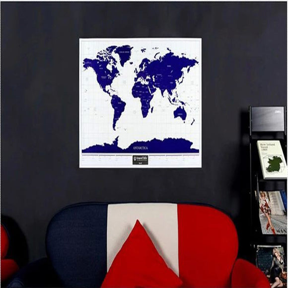 1PC New Hot High Quality Luminous Deluxe World Map Travel Scratch Map With Starlight Wall Sticker