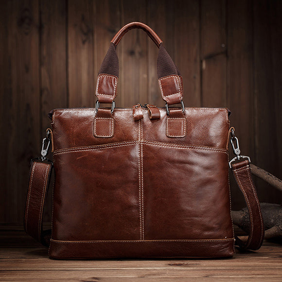 Vintage Genuine Leather Laptop Bag Shoulder Bag For Men