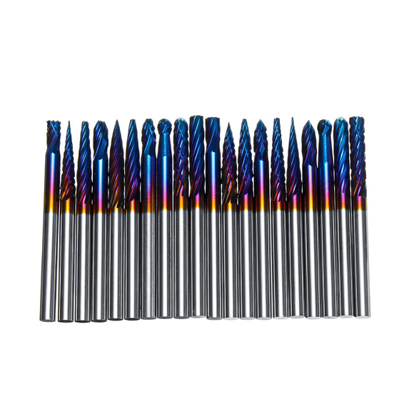 Drillpro 20pcs 3x3mm NACO Blue Coating Burrs Rotary File Tungsten Carbide Router Rasps