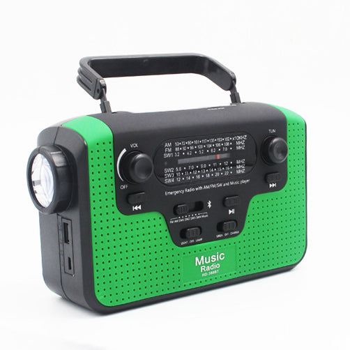 6 In 1 Hand Crank Emergency Charger Light FM/AM/SW Radio bluetooth Speaker with TF Card Slot