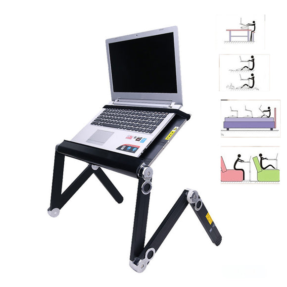 Portable 360 Folding Bed Laptop Desk Stand Holder Suitable Computer Notebook Under 17inch With Cooling Fan