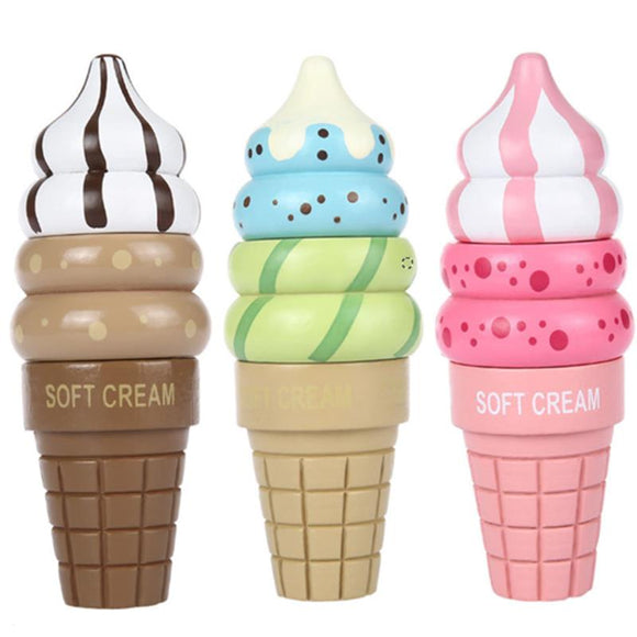Wooden Ice Cream Magnetic Connected Food Pretend Play Children Gift Toy Game Random Color