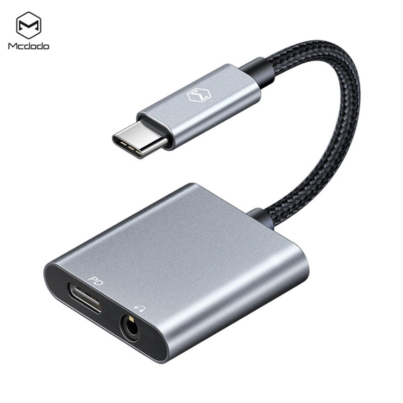 MCDODO USB Type-C Audio Adapter With 3.5mm Audio Jack + 60W USB-C PD3.0 Power Delivery Fast Charging For Samsung Galaxy Note 20 Huawei P40 Pro For iPad Pro 2020 MacBook Air 2020