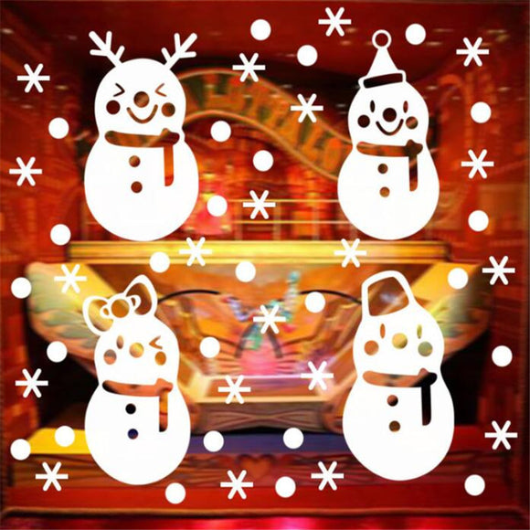 LovelyRemovable New White Winter Merry Christmas Snowman Snowflake Decals Wall Decor Sticker
