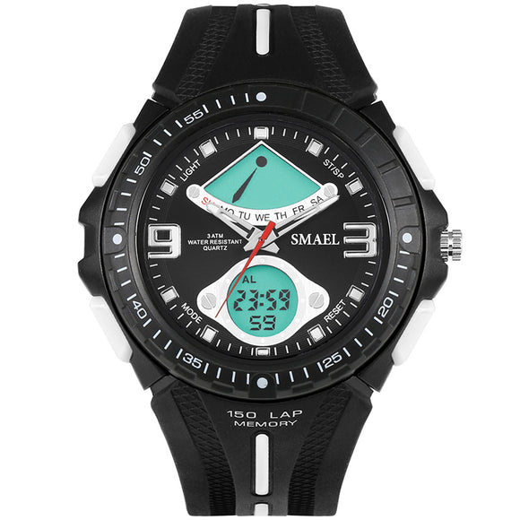 SMAEL 1315 Fahsionable LED Digital Watch Analog and Digital Dual Display Male Wristwatch