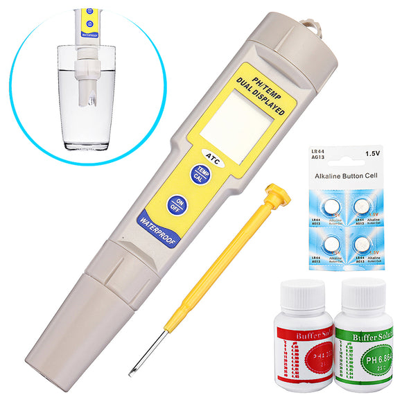 Wattson Ph035Z Accurate Waterproof Double Display PH and Temperature Testing Meter Test Pen