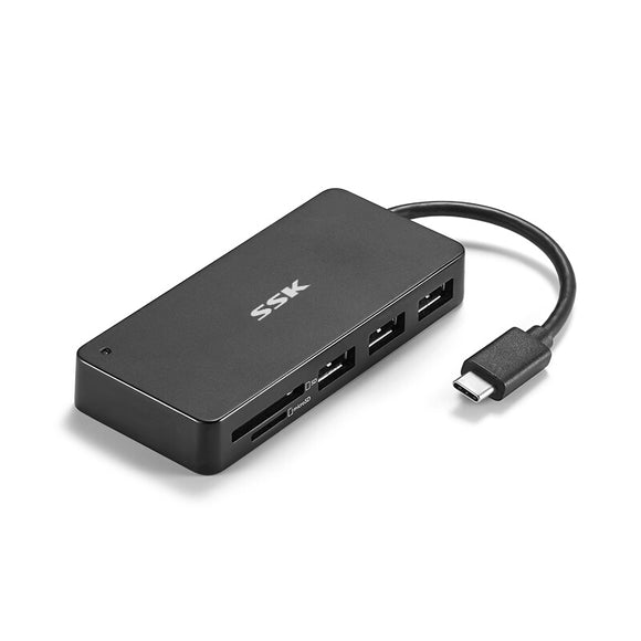 SSK SHU-C510 Type-C to 3-Port USB 3.0 Hub SD TF Card Reader