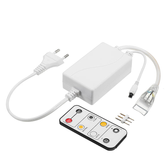 AC220V LED Dimmer Controller with 6 Keys IR Remote for Single Color Strip Light EU Plug