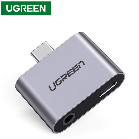 UGREEN 2-in-1 Audio Converter Type C to 3.5mm AUX Headphone Jack Adapter For OnePlus 7T Pro OnePlus Nord 8Pro Huawei P30 P40 Pro Xiaomi MI10 Redmi Note 9S