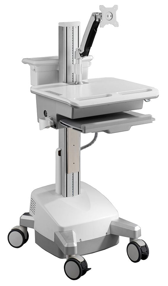 Aavara CER01 mobile/medical workstation cart ( with display arm ) with e-lift ( electrical height adjustment )