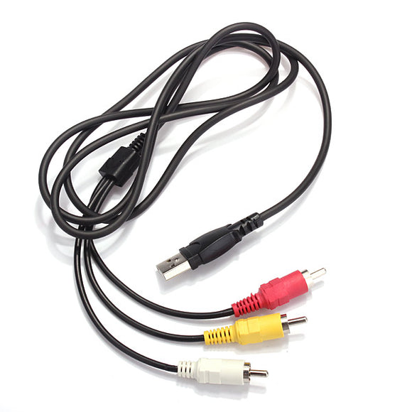 USB Male A to 3 RCA AV A/V TV Adapter Cord Cable