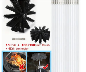 1pc Particle Furnace Cleaning Brush, 100/150mm Brush, Chimney Brush, Dryer Vent Cleaner Kit, Flexible Rods, UP TO 2.38m/7.6FEET-5.89m/19.34FEET, Fall Winter Essential Fireplace Accessories Cleaning Tools